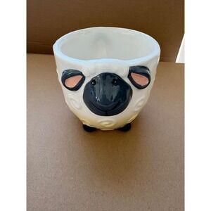 Pier 1 Imports Ceramic Sheep Mug Hand Painted Dolomite Dishwasher Safe Cup‎